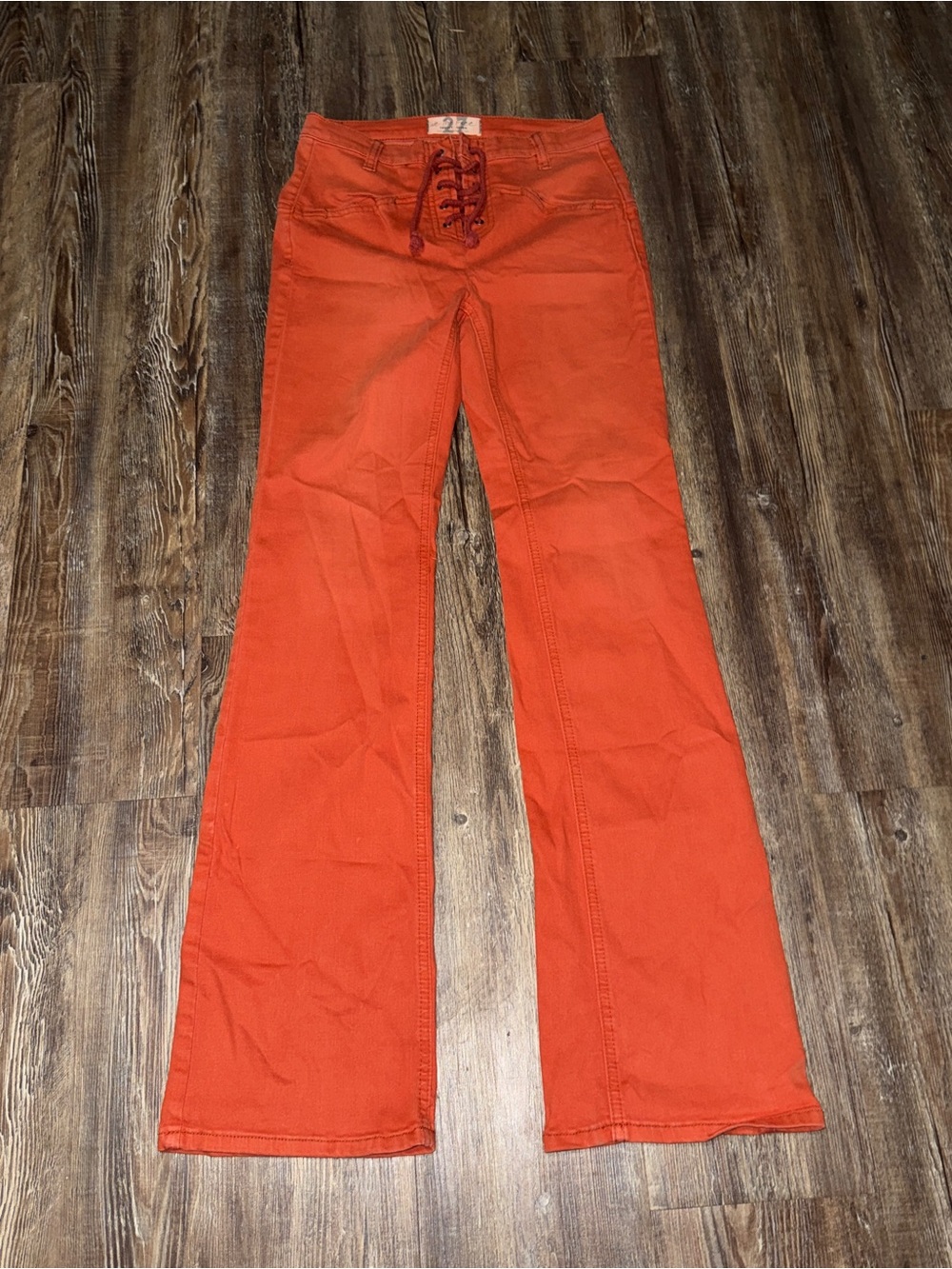 We The Free Eva Lace Up Bootcut Jeans Women's 27 Mid Rise in Burnt Orange